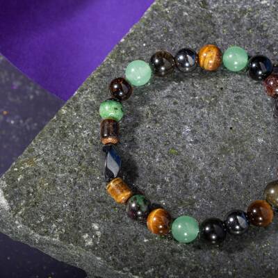 Yay Burcu Bileklik Akuamarin, Ametist, Kalsit, Kırmızı Akik, Labradorit, Lapis Lazuli - Osmanlı Doğaltaş