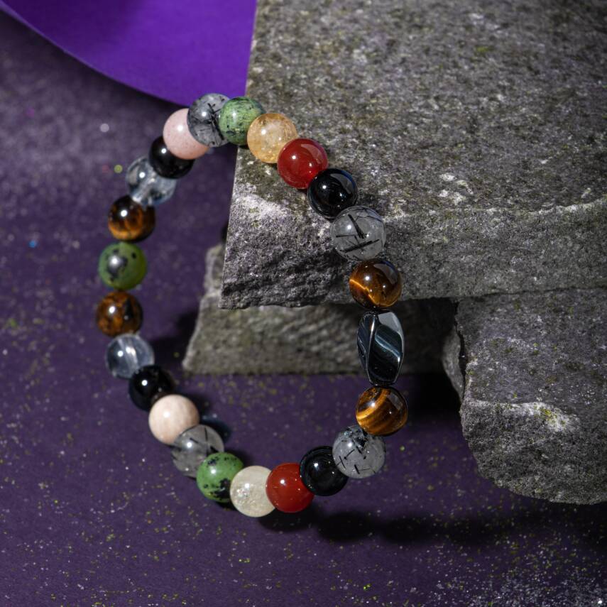 Yay Burcu Bileklik Akuamarin, Ametist, Kalsit, Kırmızı Akik, Labradorit, Lapis Lazuli - 3