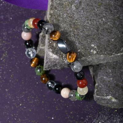 Yay Burcu Bileklik Akuamarin, Ametist, Kalsit, Kırmızı Akik, Labradorit, Lapis Lazuli - 4