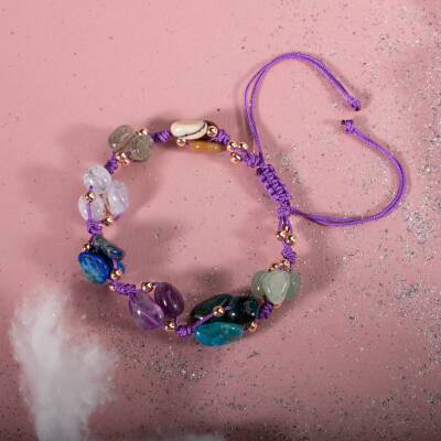 Yay Burcu Bileklik Ametist, Jasper, Kalsedon, Labradorit, Lapis Lazuli, Mavi Apatit, Yeşil Aventurin - Osmanlı Doğaltaş