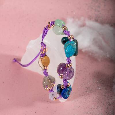 Yay Burcu Bileklik Ametist, Jasper, Kalsedon, Labradorit, Lapis Lazuli, Mavi Apatit, Yeşil Aventurin - 4