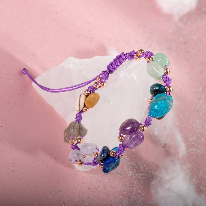 Yay Burcu Bileklik Ametist, Jasper, Kalsedon, Labradorit, Lapis Lazuli, Mavi Apatit, Yeşil Aventurin - 5