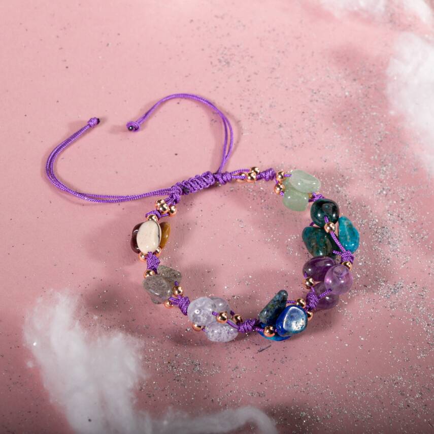 Yay Burcu Bileklik Ametist, Jasper, Kalsedon, Labradorit, Lapis Lazuli, Mavi Apatit, Yeşil Aventurin - 6