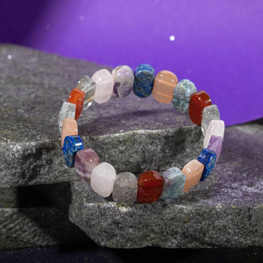 Yay Burcu Bileklik Ay Taşı, Bronzit, Güneş Taşı, Jasper, Lapis Lazuli, Selenit - 3