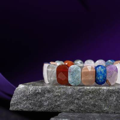 Yay Burcu Bileklik Ay Taşı, Bronzit, Güneş Taşı, Jasper, Lapis Lazuli, Selenit - 5