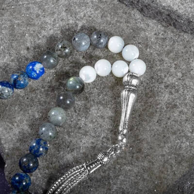 Yay Burcu Tesbih Ametist, Kalsit, Labradorit, Lapis Lazuli, Sedef - 7