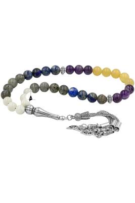 Yay Burcu Tesbih Ametist, Kalsit, Labradorit, Lapis Lazuli, Sedef - 8