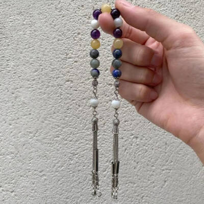 Yay Burcu Zaza Tesbih Doğal Taş Ametist, Kalsit, Labradorit, Lapis Lazuli, Sedef - Osmanlı Doğaltaş