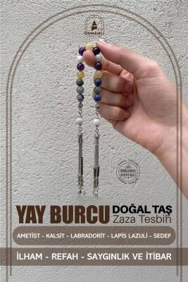 Yay Burcu Zaza Tesbih Doğal Taş Ametist, Kalsit, Labradorit, Lapis Lazuli, Sedef - 2
