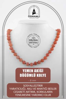 Yemen Akiği 8 mm Düğümlü Doğal Taş Kolye - Osmanlı Doğaltaş
