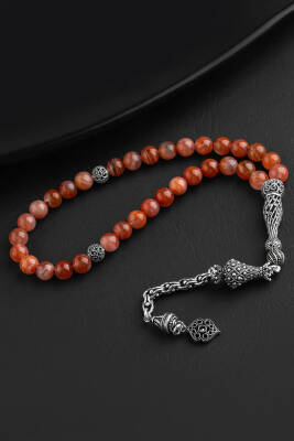 Yemen Akik Doğal Taş 8mm Gümüş Tesbih - 3