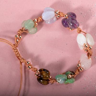Yengeç Burcu Bileklik Ametist, Ay Taşı, Kalsedon, Kaplan Gözü, Krizopras, Pembe Kuvars, Yeşil Aventurin - 4