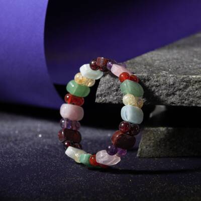 Yengeç Burcu Bileklik Ametist, Ay Taşı, Kaplan Gözü, Kırmızı Akik, Pembe Kuvars, Yeşil Aventurin - 5