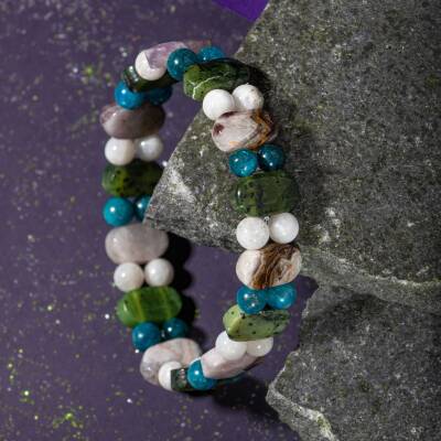 Yengeç Burcu Bileklik Anyolit, Golden Obsidyen, Kaplan Gözü, Yeşil Aventurin - Osmanlı Doğaltaş