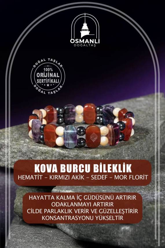 Yengeç Burcu Bileklik Anyolit, Golden Obsidyen, Kaplan Gözü, Yeşil Aventurin - 2