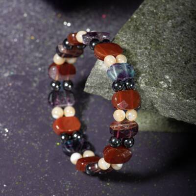 Yengeç Burcu Bileklik Anyolit, Golden Obsidyen, Kaplan Gözü, Yeşil Aventurin - 3