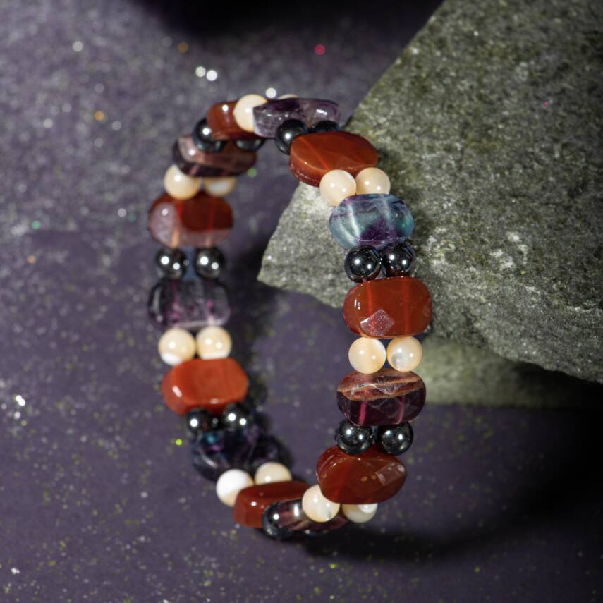 Yengeç Burcu Bileklik Anyolit, Golden Obsidyen, Kaplan Gözü, Yeşil Aventurin - 3