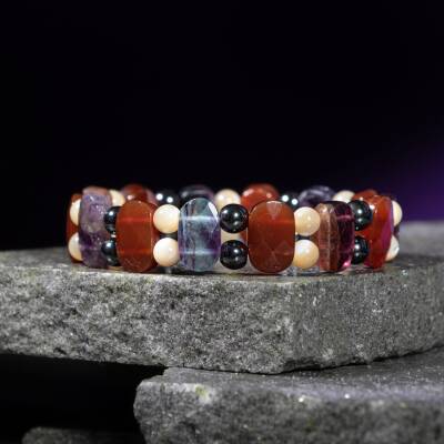 Yengeç Burcu Bileklik Anyolit, Golden Obsidyen, Kaplan Gözü, Yeşil Aventurin - 5