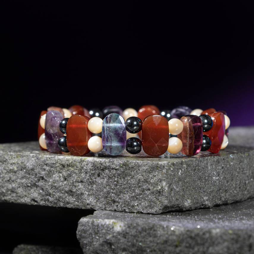 Yengeç Burcu Bileklik Anyolit, Golden Obsidyen, Kaplan Gözü, Yeşil Aventurin - 5