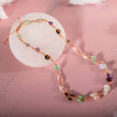 Yengeç Burcu Kolye Ametist, Ay Taşı, Kalsedon, Kaplan Gözü, Krizopras, Pembe Kuvars, Yeşil Aventurin - Osmanlı Doğaltaş