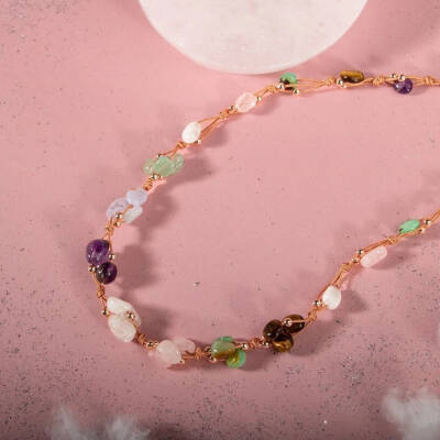 Yengeç Burcu Kolye Ametist, Ay Taşı, Kalsedon, Kaplan Gözü, Krizopras, Pembe Kuvars, Yeşil Aventurin - 5