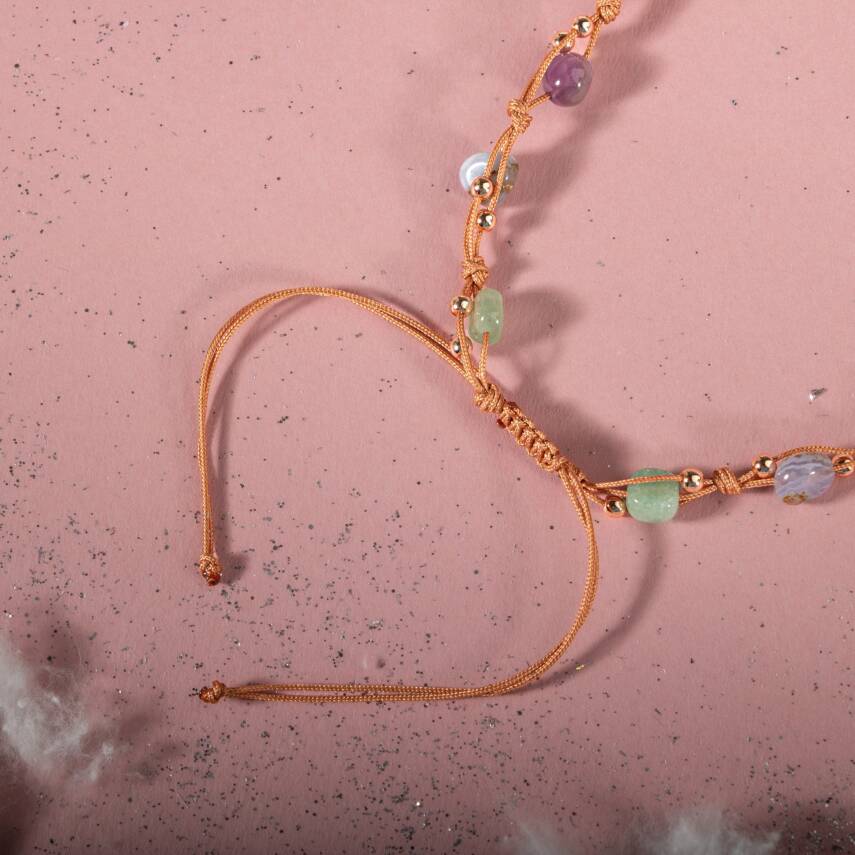 Yengeç Burcu Kolye Ametist, Ay Taşı, Kalsedon, Kaplan Gözü, Krizopras, Pembe Kuvars, Yeşil Aventurin - 3