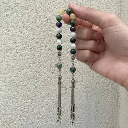 Yengeç Burcu Tesbih Ametist, Anyolit, Aragonit, Kan Taşı, Sedef - 1