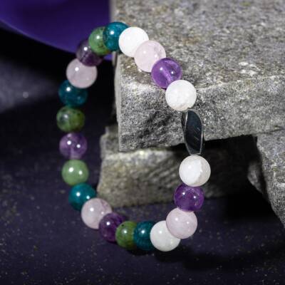 Yeşil Akik - Ay Taşı 4mm Doğal Taş Bileklik Gümüş Kapama - 3