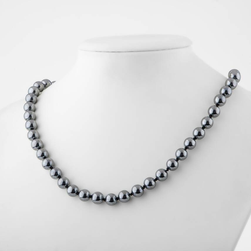 Yeşil Apatit 8 mm Düğümlü Doğal Taş Kolye - 1