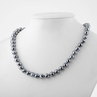 Yeşil Apatit 8 mm Düğümlü Doğal Taş Kolye - 2