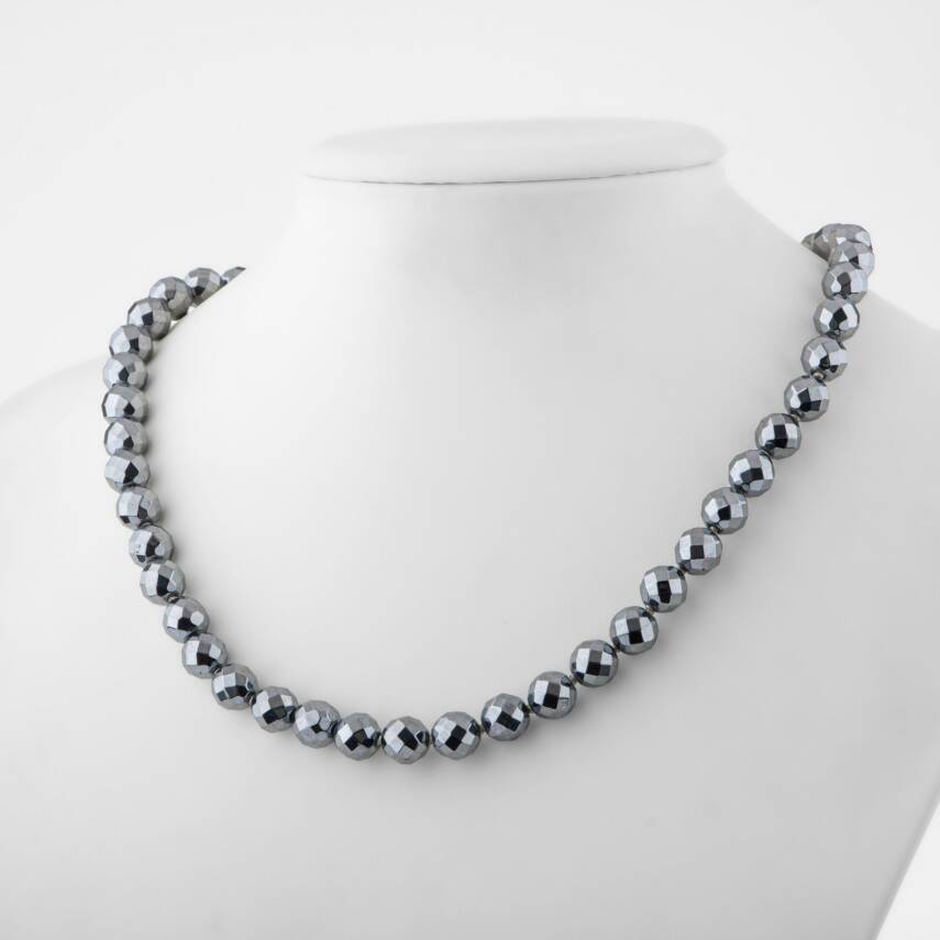 Yeşil Apatit 8 mm Düğümlü Doğal Taş Kolye - 2