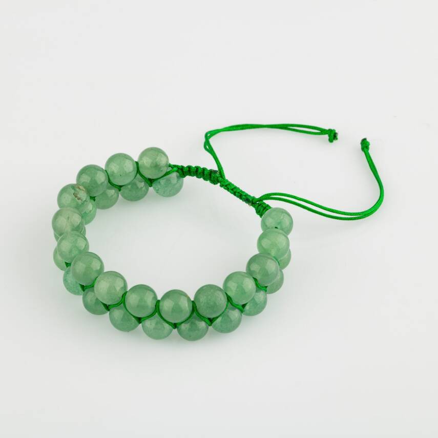 Yeşil Aventurin 8mm Çift Sıra Makrome Doğal Taş Bileklik - 1
