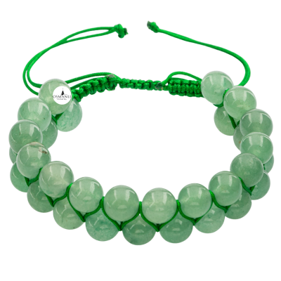 Yeşil Aventurin 8mm Çift Sıra Makrome Doğal Taş Bileklik - 2