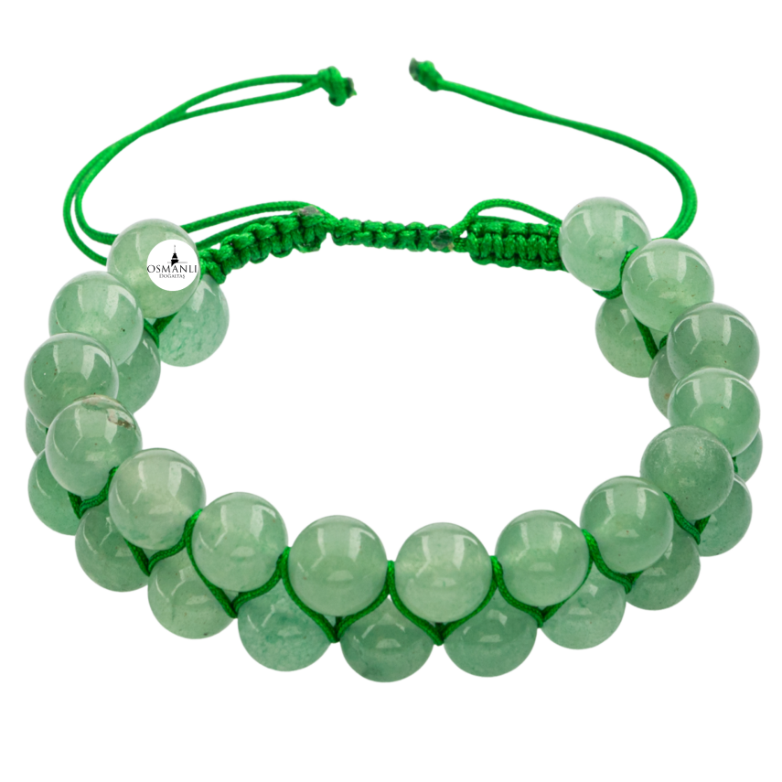 Yeşil Aventurin 8mm Çift Sıra Makrome Doğal Taş Bileklik - 2