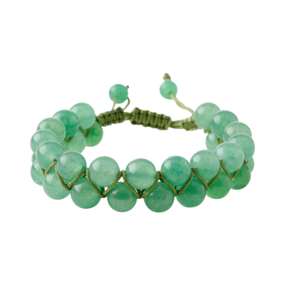 Yeşil Aventurin 8mm Çift Sıra Makrome Doğal Taş Bileklik - 3