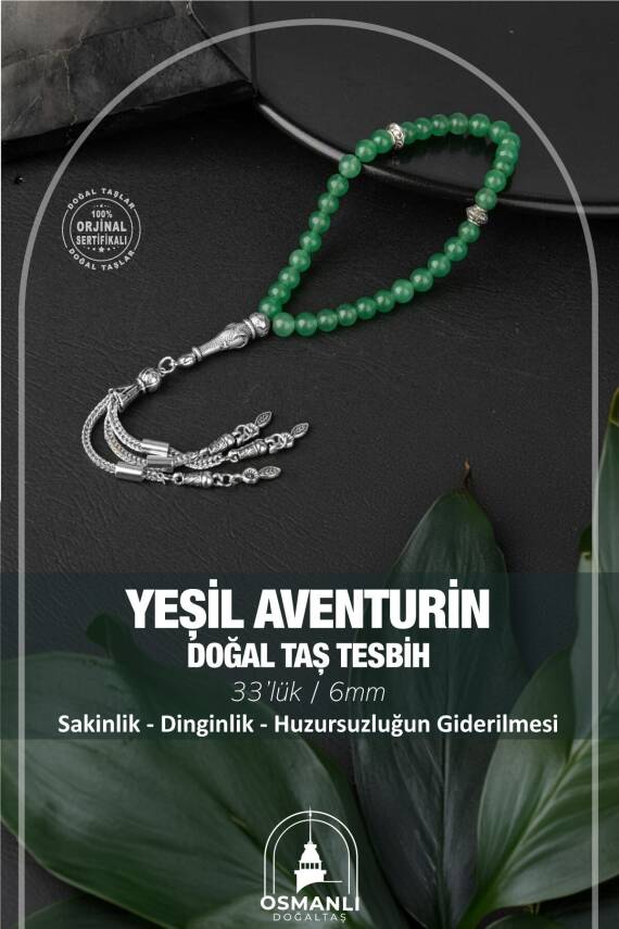 Yeşil Aventurin Doğal Taş Tesbih 33lük - 6mm - 2