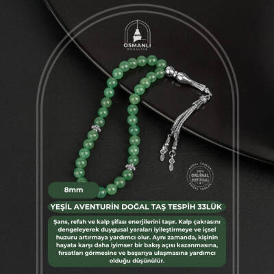 Yeşil Aventurin Doğal Taş Tesbih 33lük - 8mm - 2