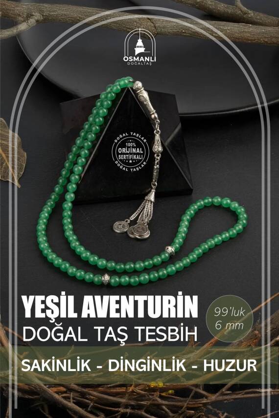 Yeşil Aventurin Doğal Taş Tesbih 99luk - 6mm - 2