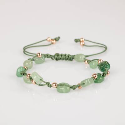 Yeşil Aventurin Natürel Kesim Doğal Taş Makrome Bileklik - 5