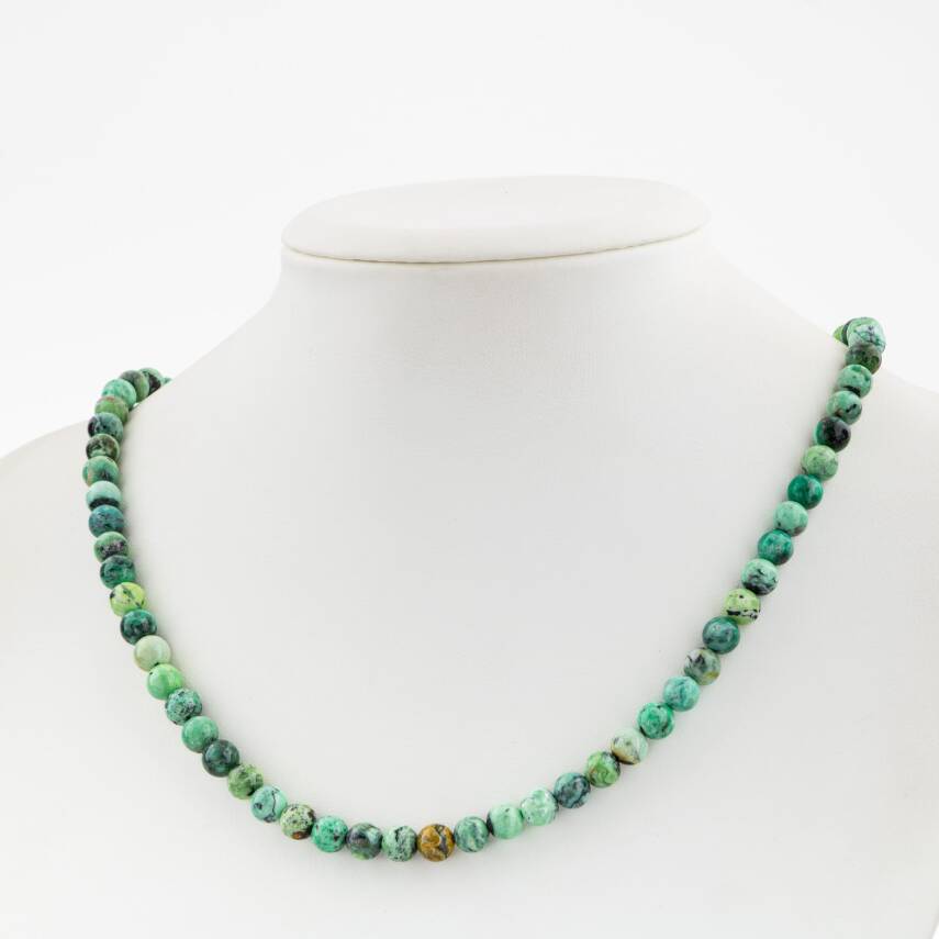 Yeşil Florit 6 mm Dizi Doğal Taş Kolye - 1