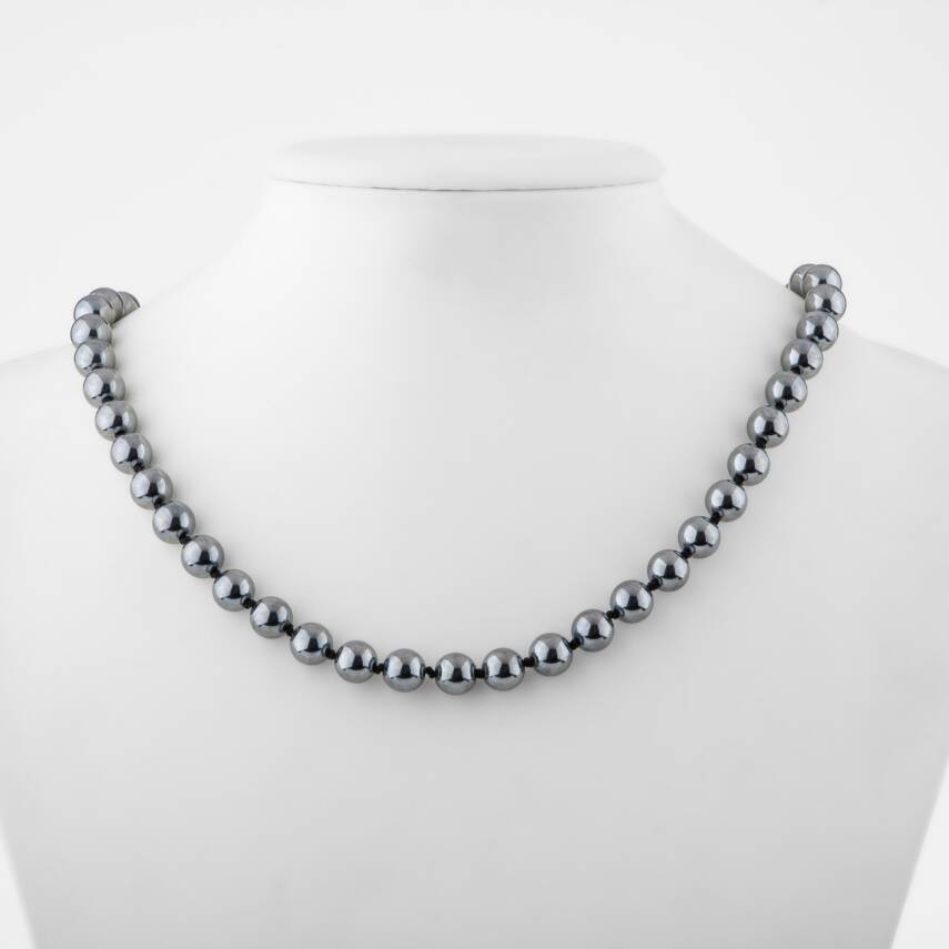 Yeşil Florit 8 mm Düğümlü Doğal Taş Kolye - 1