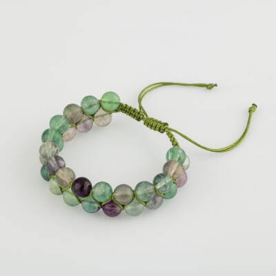 Yeşil Florit 8mm Çift Sıra Makrome Doğal Taş Bileklik - Osmanlı Doğaltaş