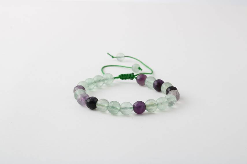 Yeşil Florit 8mm Merdiven Kapama Doğal Taş Bileklik - 1