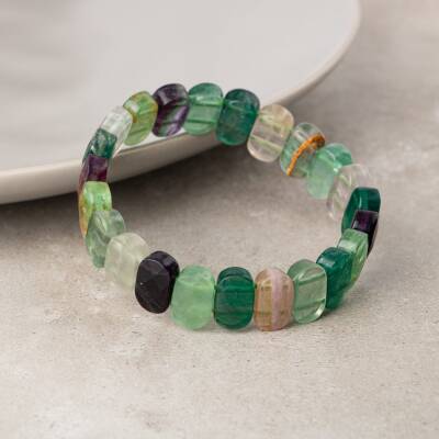 Yeşil Florit Doğal Taş Geniş Kesim Bileklik - 3