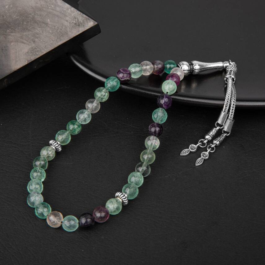 Yeşil Florit Doğal Taş Tesbih 33lük - 8mm - 2