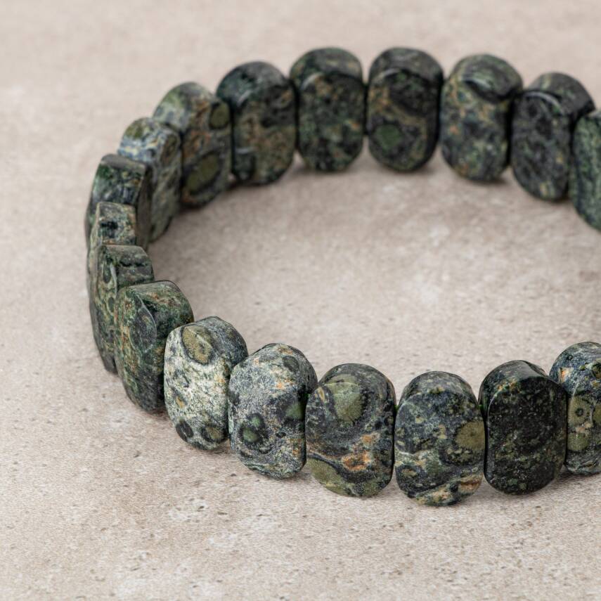 Yeşil Jasper Doğal Taş Geniş Kesim Bileklik - 1