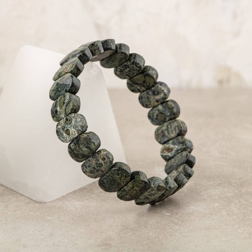 Yeşil Jasper Doğal Taş Geniş Kesim Bileklik - 2