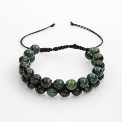 Yeşil Kanbaba Jasper 8mm Çift Sıra Makrome Doğal Taş Bileklik - 3