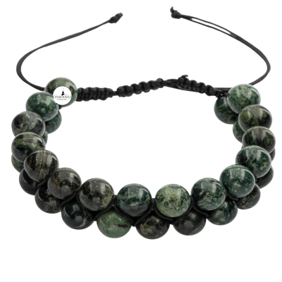 Yeşil Kanbaba Jasper 8mm Çift Sıra Makrome Doğal Taş Bileklik - 4