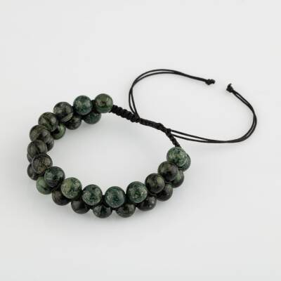 Yeşil Kanbaba Jasper 8mm Çift Sıra Makrome Doğal Taş Bileklik - 5